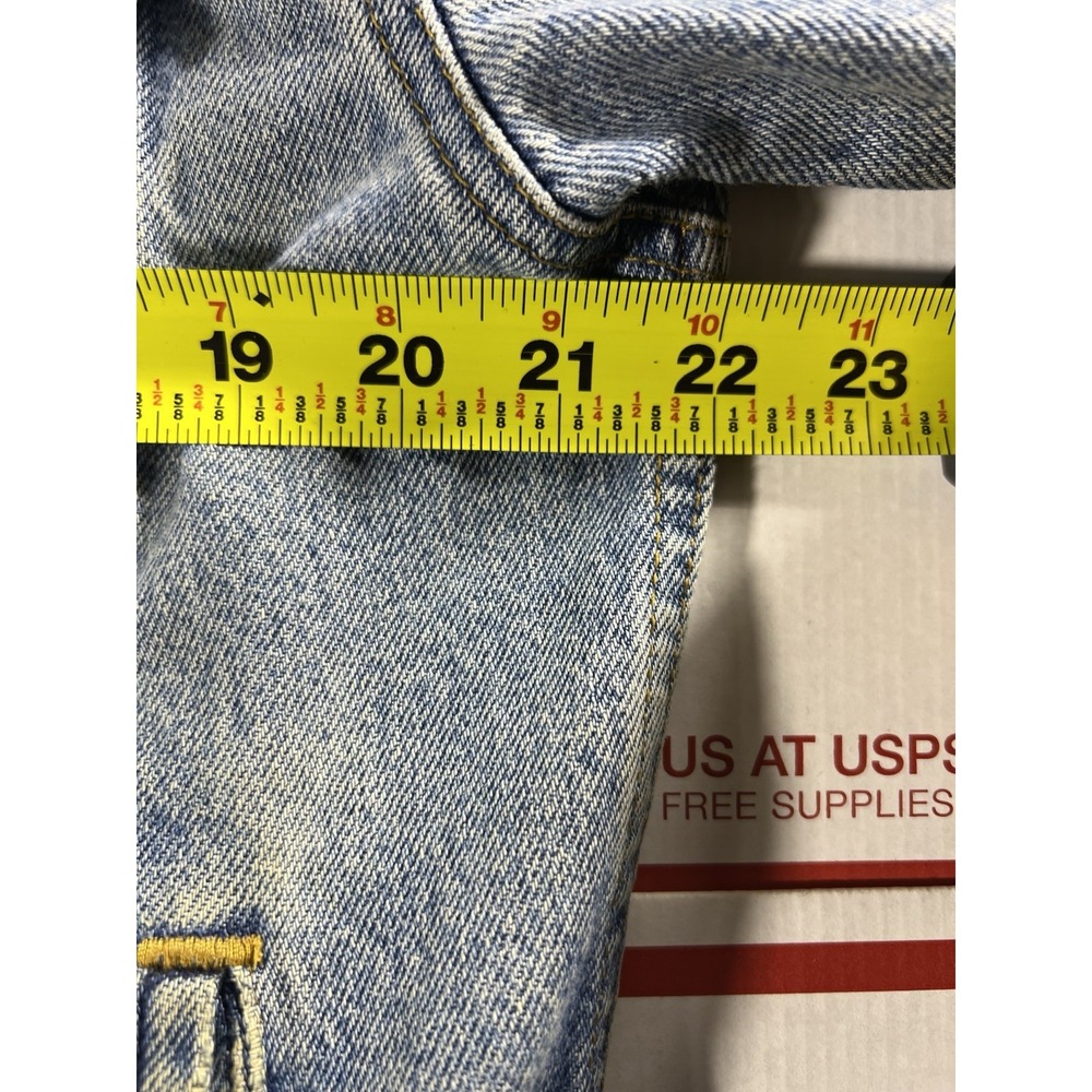 Vintage 90s Levis Denim Mens Sz Med Blue Jean Trucker Jacket Made In USA - Picture 12 of 12